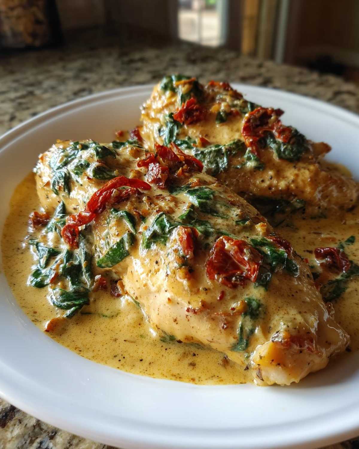 Two One-Pan Creamy Garlic Butter Turkey Cutlets smothered in a rich sauce with spinach and sun-dried tomatoes.
