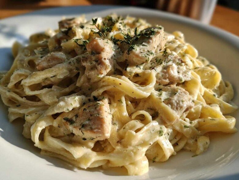 Creamy Alfredo Chicken Pasta Easy Recipe - Featured
