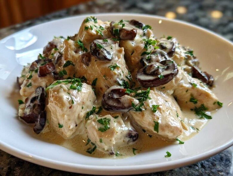 Creamy Mushroom Alfredo Chicken Skillet - Featured