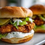 Crispy Chicken Burger with Garlic Mayo - Featured