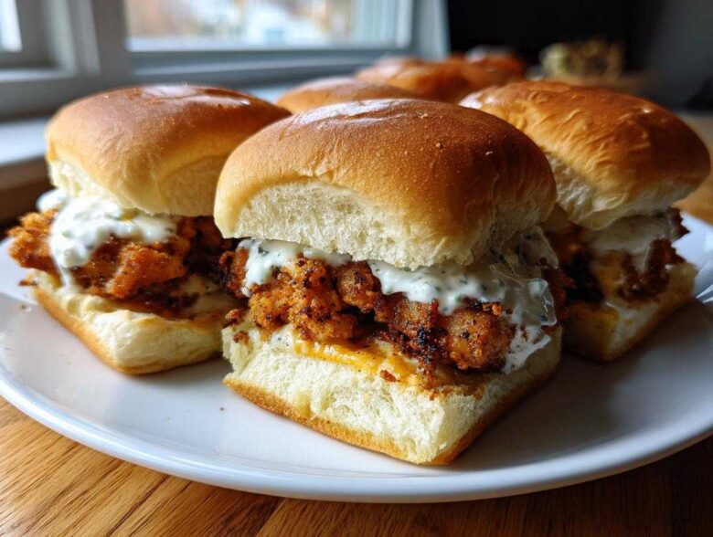 Crispy Chicken Sliders with Garlic Sauce - Featured