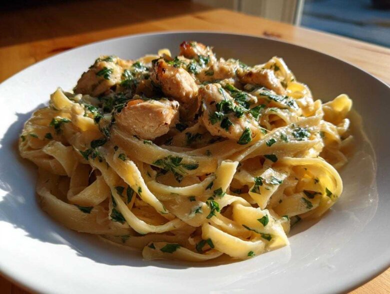 Garlic Butter Chicken Pasta with Parmesan - Featured