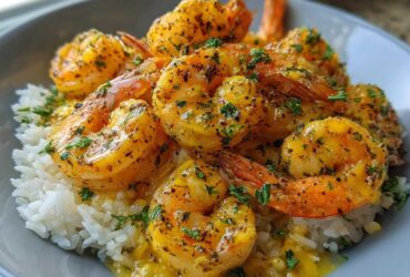 Garlic Butter Shrimp Bowl with Rice - Featured