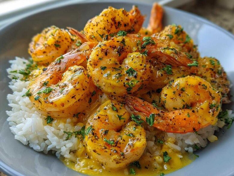 Garlic Butter Shrimp Bowl with Rice - Featured