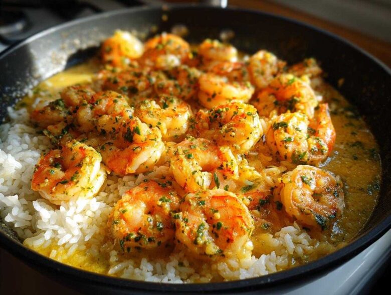 Garlic Butter Shrimp with Rice Skillet - Featured