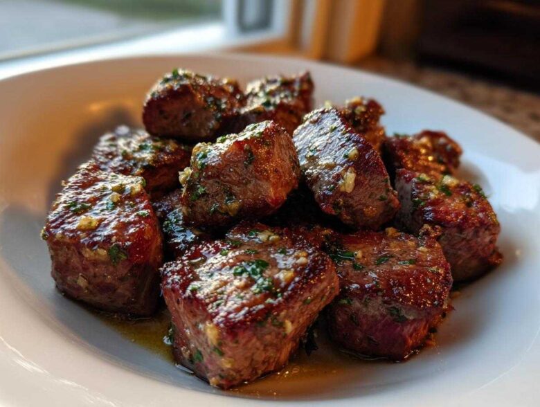 Garlic Butter Steak Bites with Juicy Center - Featured