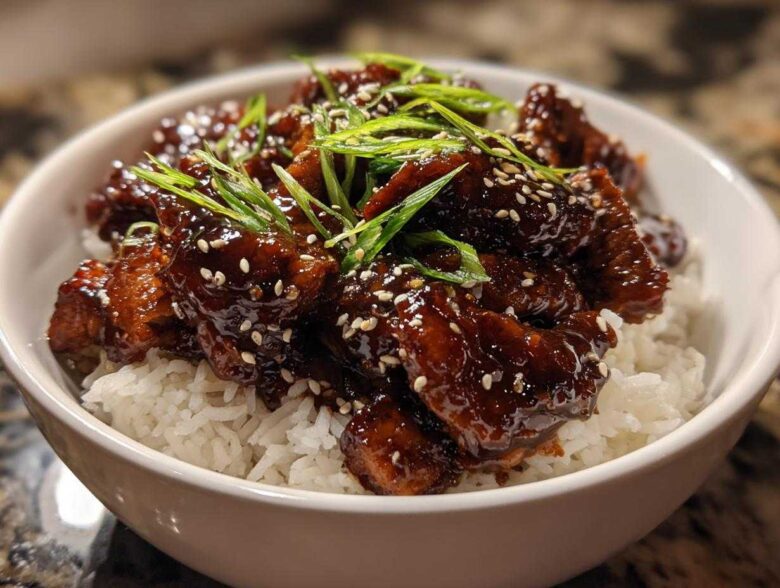 Sticky BBQ Chicken Bowl with Rice - Featured