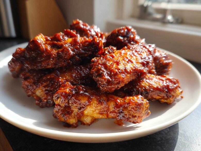 Sticky BBQ Chicken Wings Crispy Oven Style - Featured