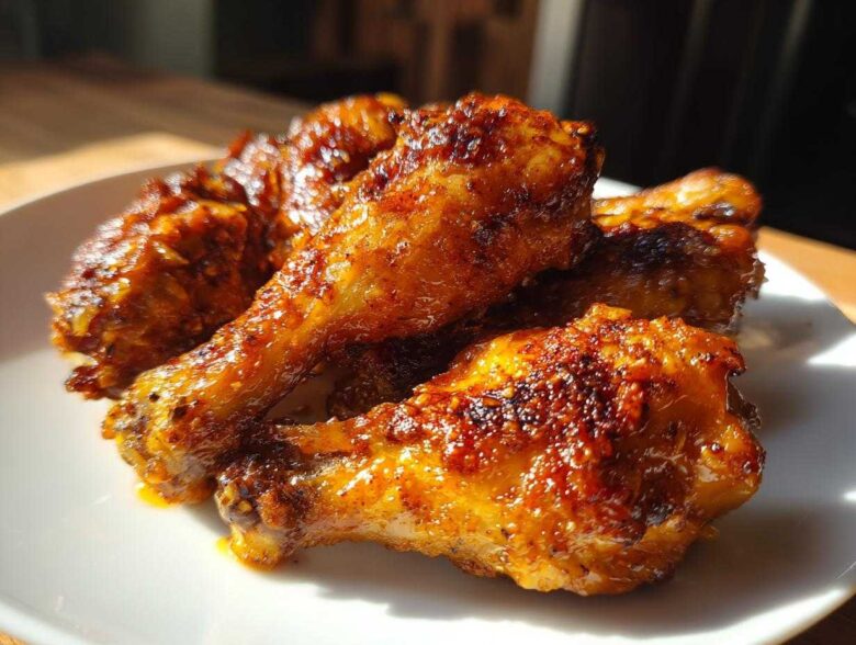 Sticky Honey Garlic Chicken Drumsticks Crispy - Featured