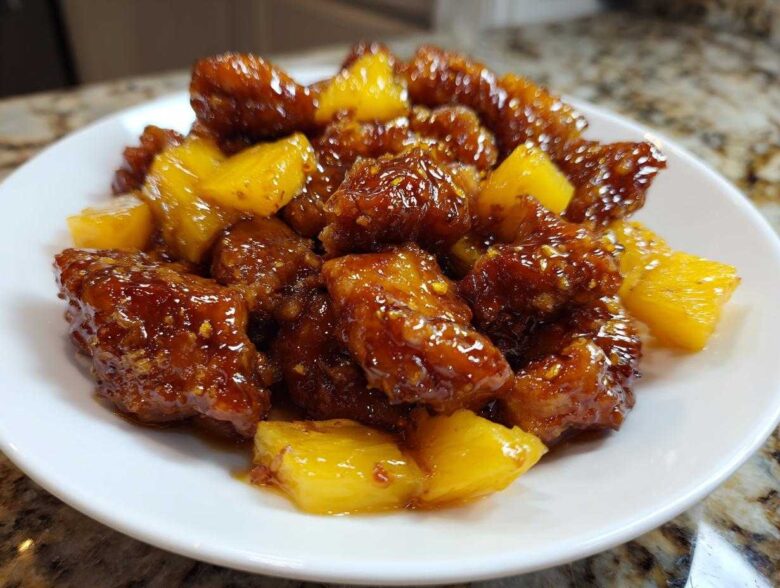 Sticky Pineapple Chicken with Sweet Glaze - Featured